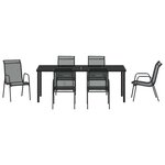 vidaXL Ensemble de salle à manger pour jardin 7 Pièces Noir