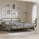 vidaXL Cadre de lit métal avec tête de lit/pied de lit noir 183x203 cm