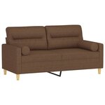 vidaXL Canapé 2 places avec oreillers décoratifs marron 140 cm tissu