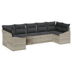 vidaXL Ensemble de canapé de jardin 7 Pièces Gris clair Poly rotin