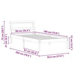 vidaXL Cadre de lit avec tête de lit Brun cire 90 x 190 cm Pin massif