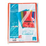 Sachet De 100 Pochettes Coin Polypropylène Grainé 12/100e - A4 - Couleurs Assorties - X 10 - Exacompta