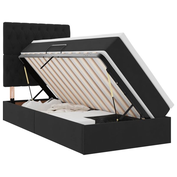 vidaXL Lit avec rangement et matelas Noir 90 x 190 cm Velours