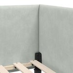 vidaXL Cadre de lit d'angle avec tête de lit Gris clair 90 cm x 190 cm