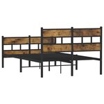 vidaXL Cadre de lit en métal sans matelas chêne fumé 120x200 cm