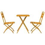 Ensemble de bistro pliable 3 pièces moutarde en acier