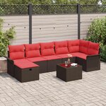 vidaXL Ensemble de canapé de jardin 8 Pièces Marron et rouge polyrotin