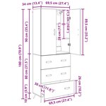 vidaXL Haut Armoire Chêne noir 69 5 x 34 x 180 cm Bois d'ingénierie