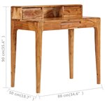 vidaXL Bureau avec tiroirs Bois massif 88 x 50 x 90 cm