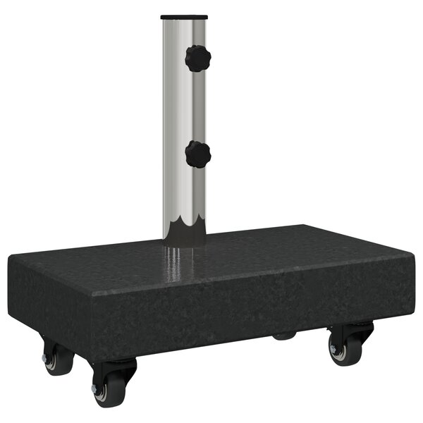 vidaXL Base de parasol avec roues pour poteaux Ø38/48mm Granit Noir 25 kg Rectangulaire