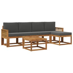 vidaXL Ensemble de canapés d'extérieur 6 pc Naturel et Anthracite