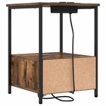 vidaXL Table de nuit avec station de chargement avec tiroir Chêne fumé