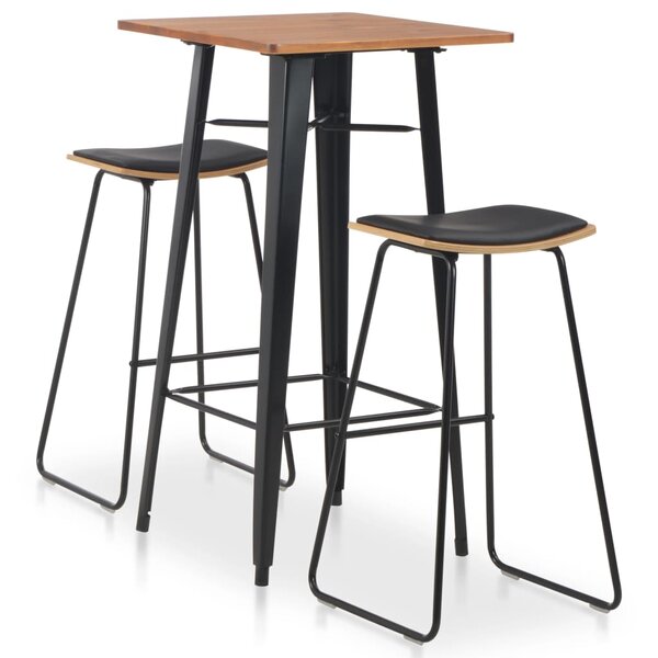 vidaXL Mobilier de bar 3 Pièces Acier Noir