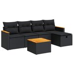 vidaXL Salon de jardin 6 Pièces avec coussins noir résine tressée