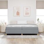 vidaXL Lit à ressorts Gris clair et Blanc 200 x 200 cm tissu