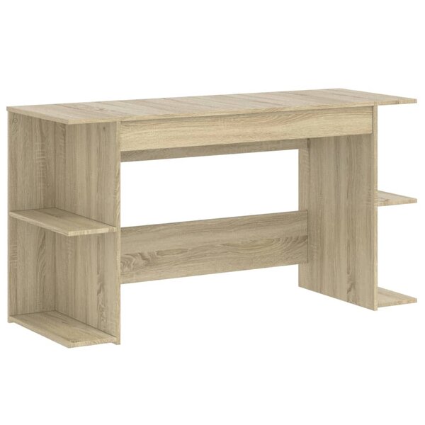 Bureau table poste de travail meuble d'ordinateur informatique étude chêne sonoma 140 x 50 x 75 cm bois d'ingénierie brun 02_0023644