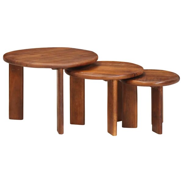 vidaXL Tables basses gigognes 3 Pièces Marron miel Bois de mangue massif