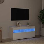 vidaXL Meuble TV avec lumières LED blanc brillant 90x35x40 cm