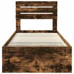 vidaXL Cadre de lit avec tête de lit Chêne fumé 90 x 190 cm Pin massif