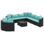 vidaXL Salon de jardin 10 Pièces avec coussins noir résine tressée