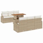 vidaXL Ensemble de canapé de jardin avec coussin 7 Pièces beige et crème