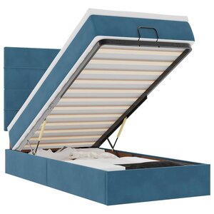 vidaXL Cadre de lit ottoman avec matelas bleu foncé 90x190 cm velours