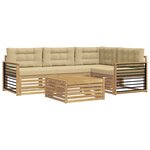 vidaXL Ensemble de canapés d'extérieur 6 pc Blanc et Beige Polyester