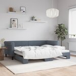 vidaXL Lit de jour avec gigogne sans matelas gris foncé 90x200 cm