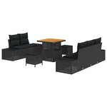 vidaXL Ensemble de canapé de jardin avec coussin 8 Pièces Noir Poly rotin
