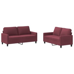 vidaXL Ensemble de canapés 2 Pièces avec coussins Rouge bordeaux Tissu