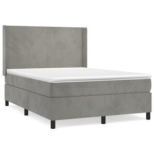 vidaXL Sommier à lattes de lit et matelas Gris clair 140x200cm Velours