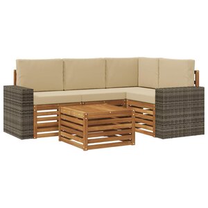 vidaXL Ensemble de canapés d'extérieur 5 pc Naturel et Beige Polyester