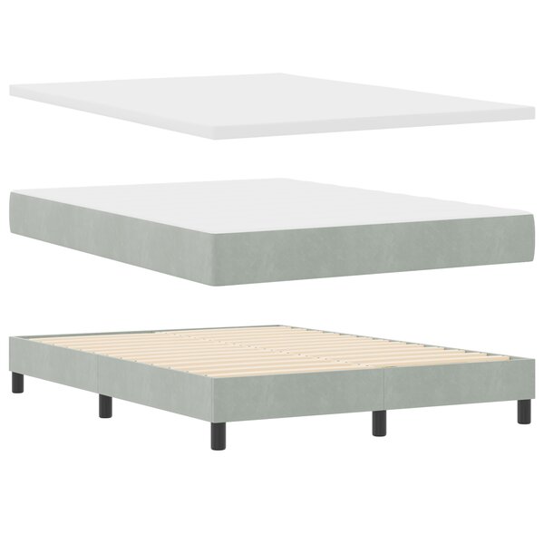 Lit Box Spring vidaXL avec Matelas Gris clair 140x200 cm Velours