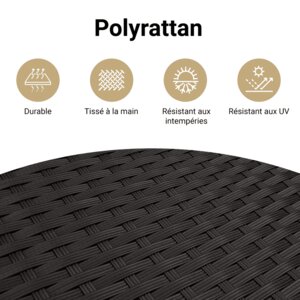 vidaXL Ensemble à manger de jardin 15 Pièces coussins noir résine tressée