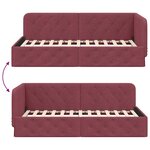 vidaXL Cadre de lit d'angle Bordeaux 90 x 190 cm tissu