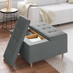 vidaXL Pouf de rangement avec coussin Gris foncé 80 x 80 x 45 cm tissu