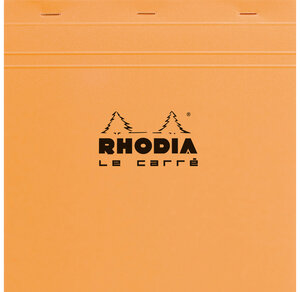 Bloc ORANGE « Le Carré » 21x21cm 80F agrafées 80g Q.5x5 RHODIA