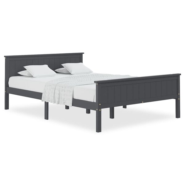 vidaXL Cadre de lit Gris Bois de pin massif 140x200 cm