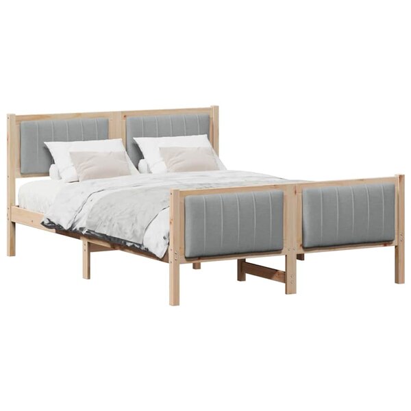 vidaXL Cadre de lit avec tête de lit Marron et gris clair 140 x 190 cm