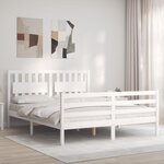 vidaXL Cadre de lit avec tête de lit blanc 160x200 cm bois massif