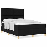 vidaXL Lit à ressorts avec matelas Noir 140 x 200 cm tissu
