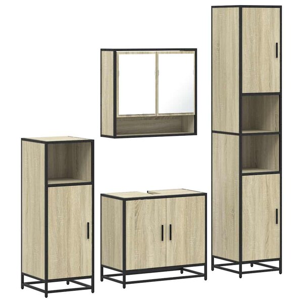 vidaXL Ensemble de meubles de salle de bain 4 Pièces chêne sonoma