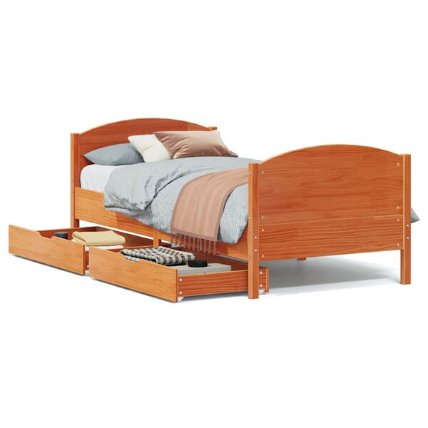 vidaXL Cadre de lit sans matelas cire marron 90x190 cm bois pin massif