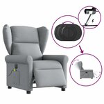 vidaXL Fauteuil de massage inclinable électrique gris clair tissu