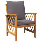 Ensemble de jardin 3 pièces vidaXL avec coussins en bois d'acacia massif