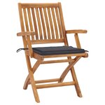vidaXL Chaises de jardin lot de 2 et coussins anthracite Bois de teck