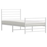 vidaXL Cadre de lit métal sans matelas avec pied de lit blanc 75x190cm