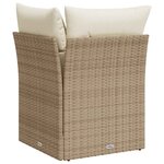 vidaXL Canapé d'angle de jardin avec coussins beige résine tressée