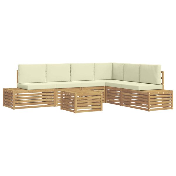 vidaXL 7 pc Ensemble de canapés d'extérieur Polyester Blanc et crème