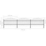 vidaXL Clôture de jardin à dessus en lance Acier (1-1 25)x5 1 m Noir